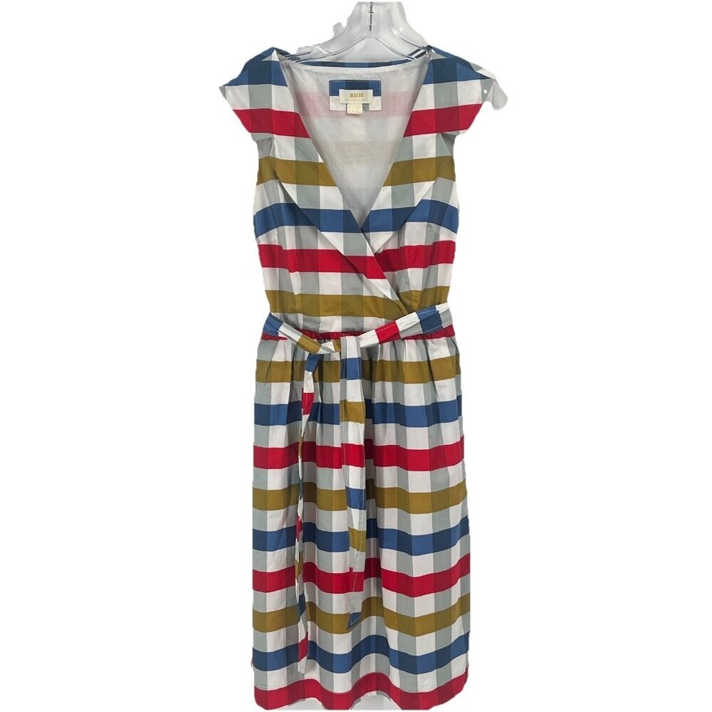 Anthropologie Maeve Cricket Club Gingham Plaid Dress Sz 4 Preppy Old Money